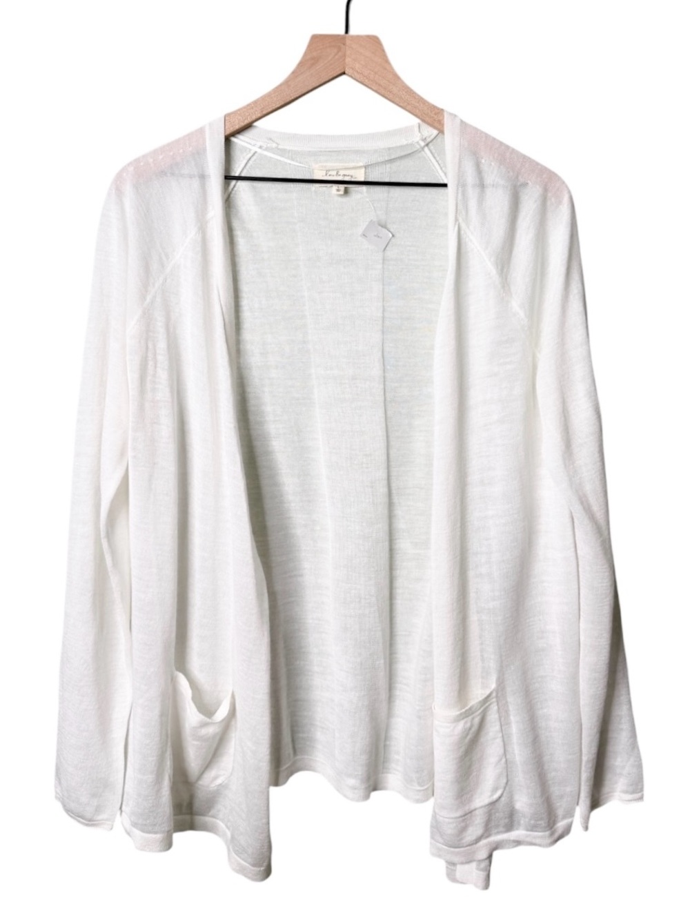 NWT Lou & Grey Ramie Lightweight Open Front Cardigan Sweater White Size Large